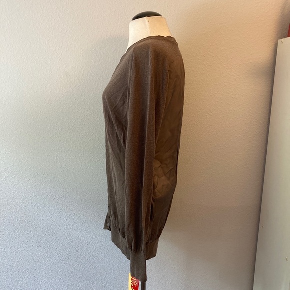 NWT ALPHA Massimo Rebecchi Brown Thin Knit Sheer Silk Back Cardigan Size 46 - Picture 4 of 12
